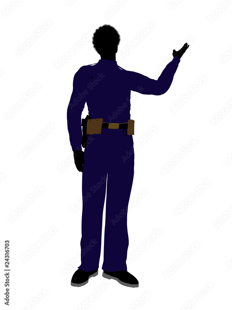 African American Male Police Officer Art Illustration Silhouette African American Male Police Officer Art Illustration Silhouette