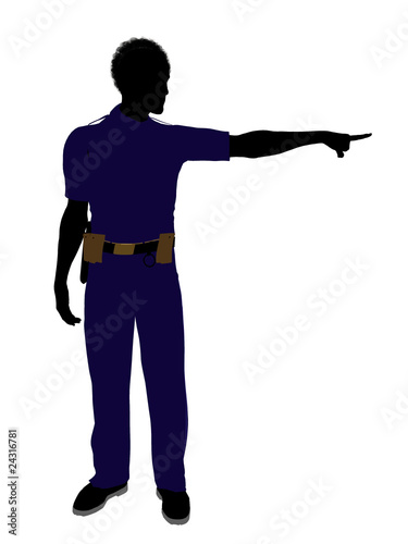 African American Male Police Officer Art Illustration Silhouette © Kathy Gold