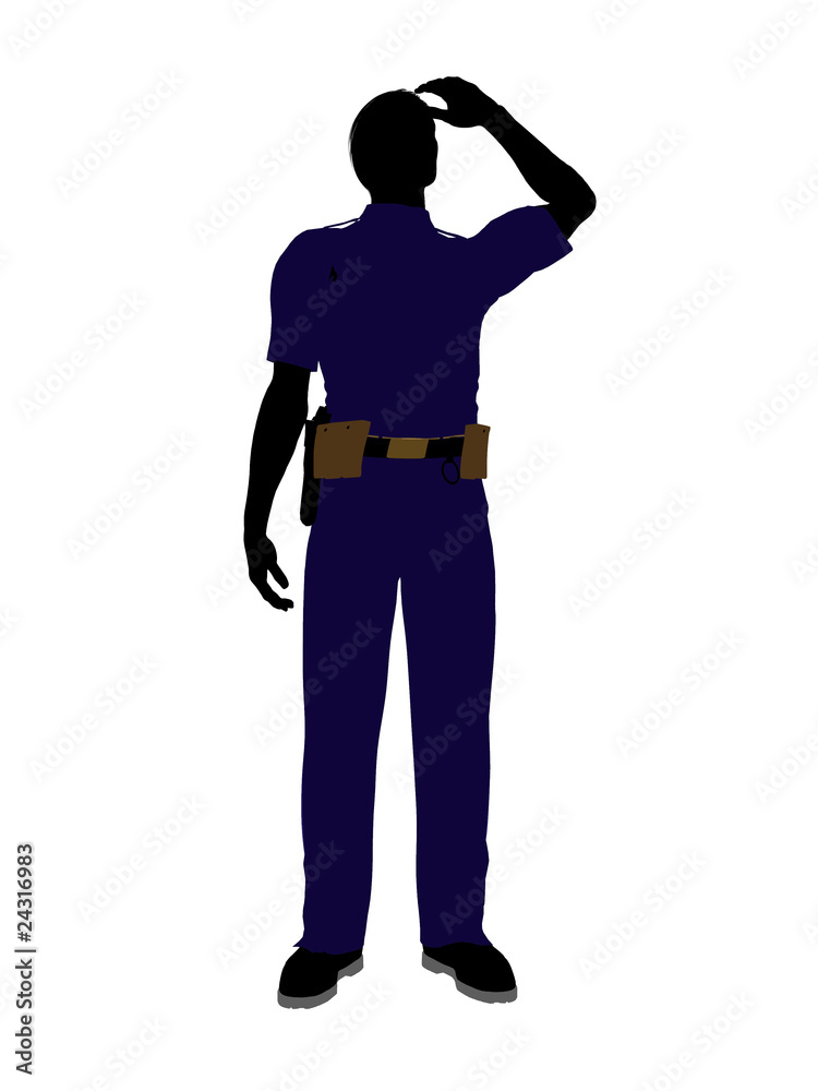 Male Police Officer Art Illustration Silhouette