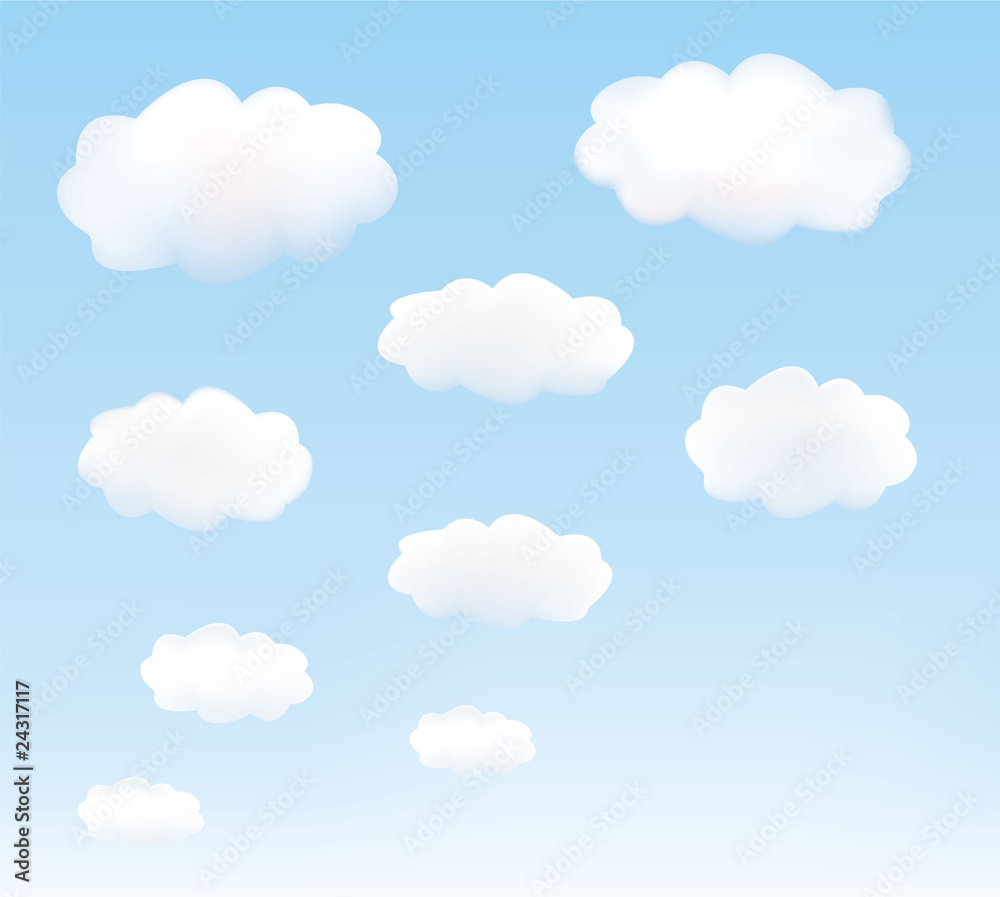 White clouds in a blue sky. Vector.