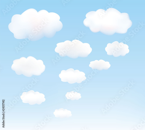 White clouds in a blue sky. Vector.