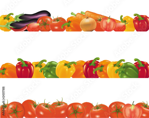 Vegetable design borders. Photo-realistic vector.