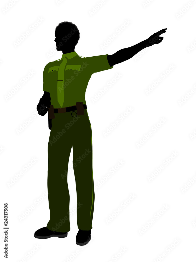 African American Male Sheriff Art Illustration Silhouette African American Male Sheriff Art Illustration Silhouette
