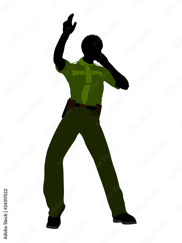 African American Male Sheriff Art Illustration Silhouette