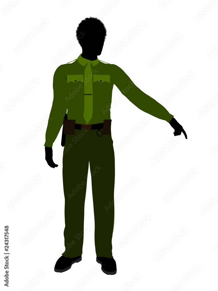 African American Male Sheriff Art Illustration Silhouette African American Male Sheriff Art Illustration Silhouette
