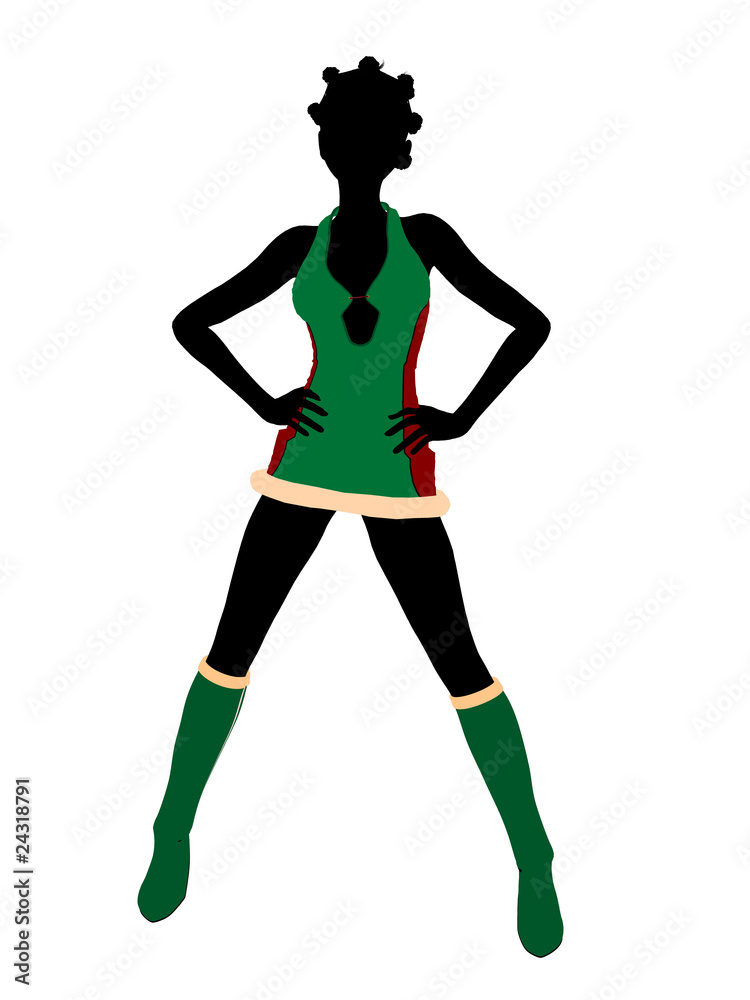 Sexy African American Female Christmas Elf Silhouette Sexy African American Female Christmas Elf Silhouette