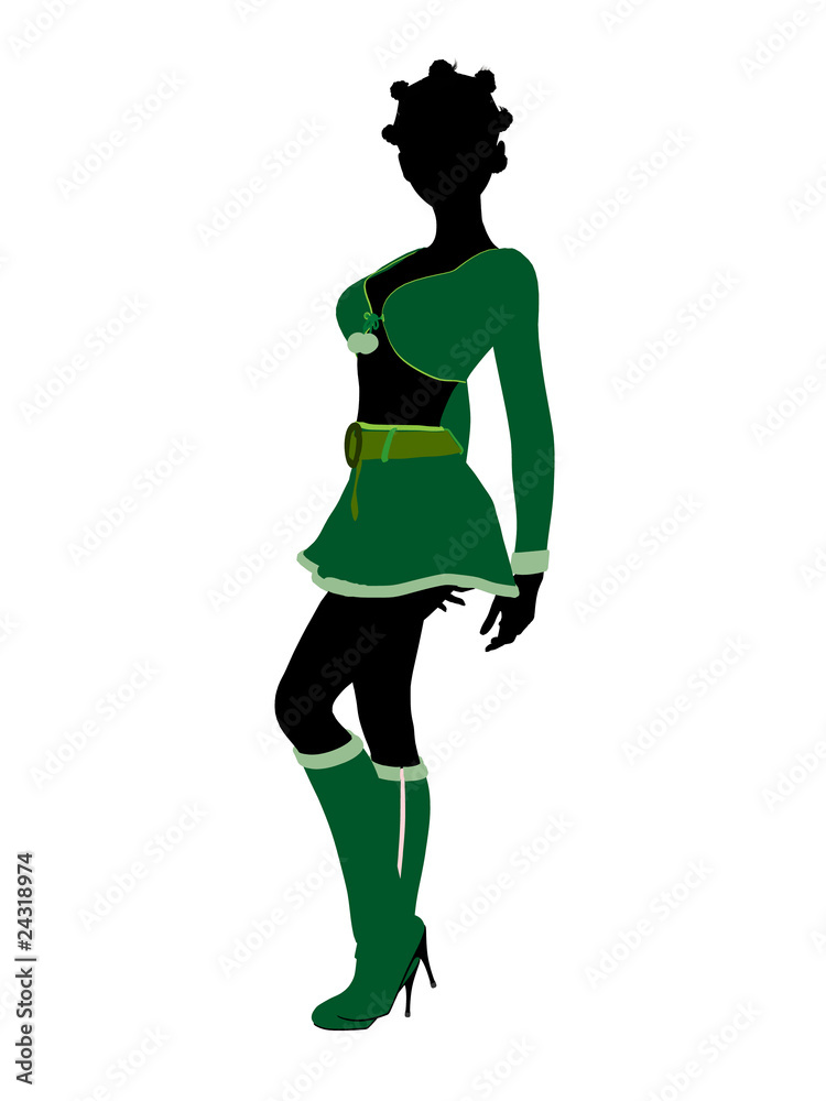 Sexy African American Female Christmas Elf Silhouette Sexy African American Female Christmas Elf Silhouette