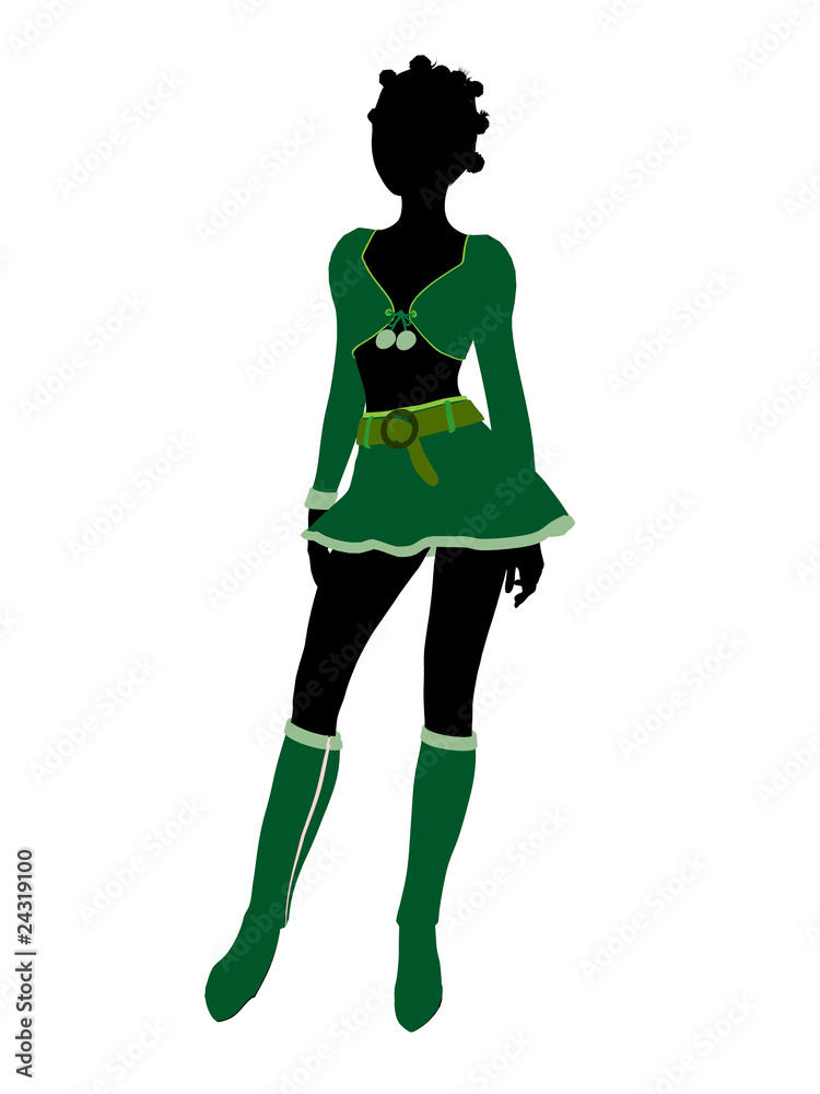Sexy African American Female Christmas Elf Silhouette Sexy African American Female Christmas Elf Silhouette