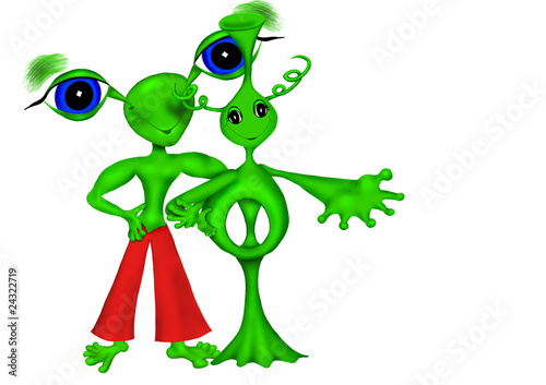 Froschgrünes ausserirdisches Paar aus dem Weltall