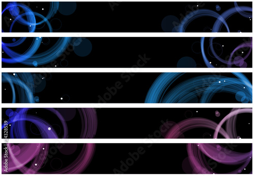 Abstract colorful circles web banners. Size 728x90 px photo