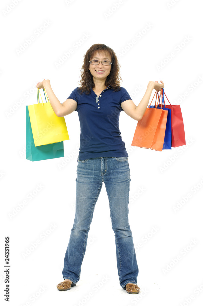 Shopping pretty woman on white background Shopping pretty woman on white background