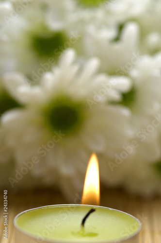 candle and daisy