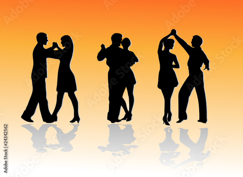 dance couples silhouettes