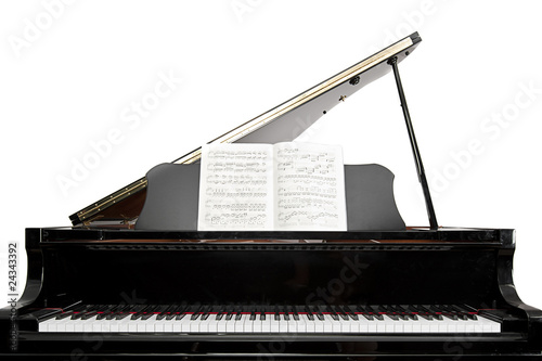 Baby Grand Piano against a White Background