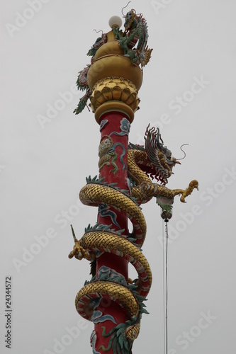 dragon on post, Wang Grood Shrine, Sa Tuk, Buriram photo