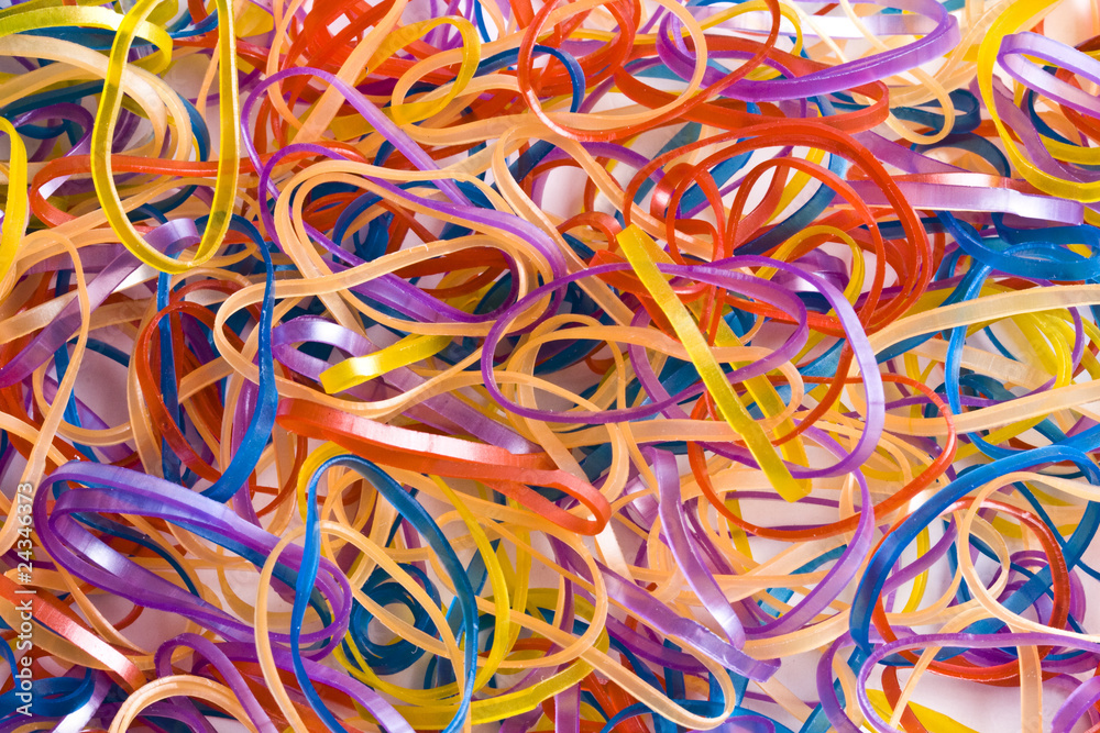 Colorful rubber bands background