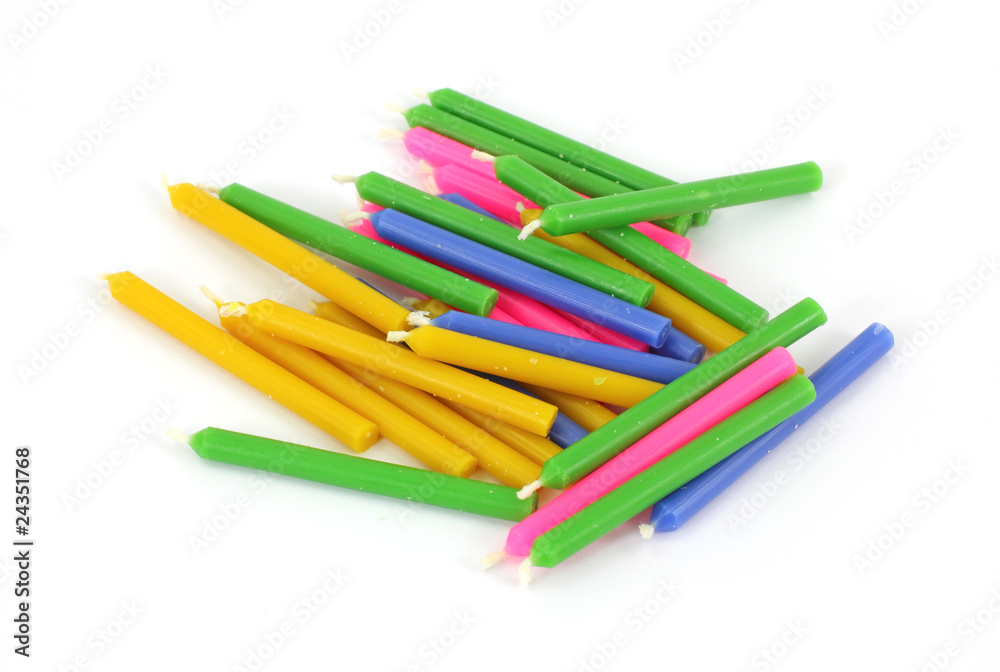 Several different colored birthday candles Several different colored birthday candles