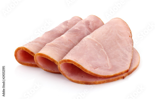 Three slices of baked ham