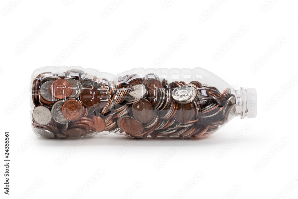 Plastic Bottle and Coins Plastic Bottle and Coins