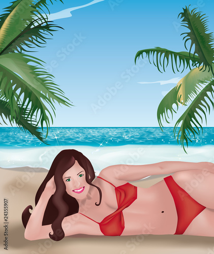 ragazza sdraiata in spiaggia