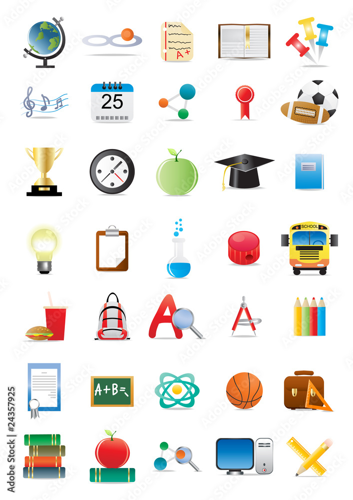 Vector illustration of collection of several educational icons Vector illustration of collection of several educational icons