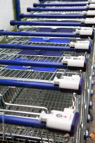 Detail of row of the shopping baskets