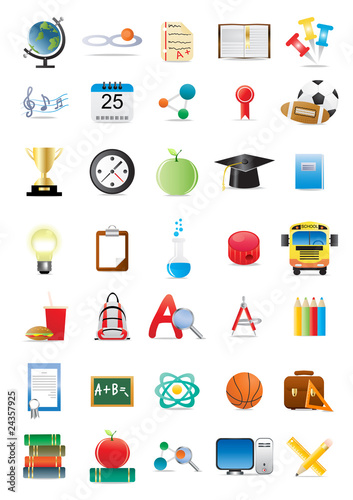 Vector illustration of collection of several educational icons