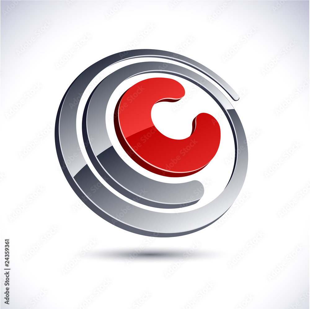 3D C letter icon. 3D C letter icon.