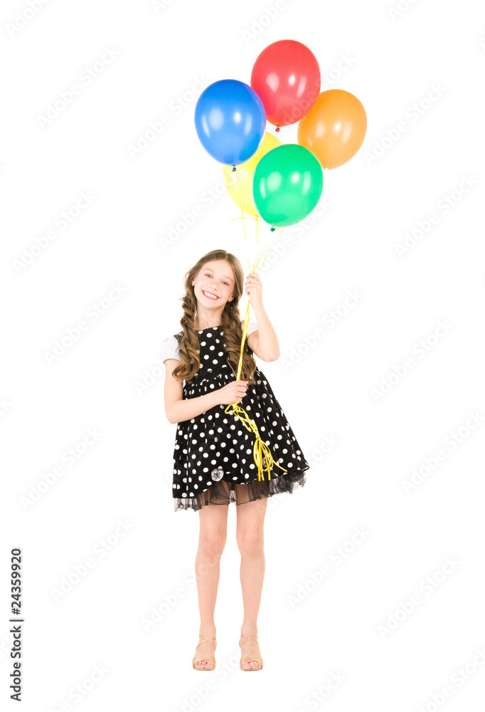 happy girl with colorful balloons happy girl with colorful balloons
