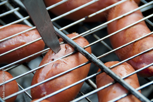 Sausages on the grill