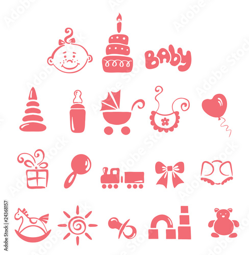 set of icons - baby girl