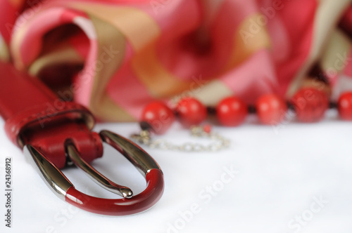 Red spring accessories for women close-up