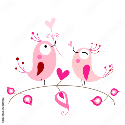 Canvas Print pink love birds