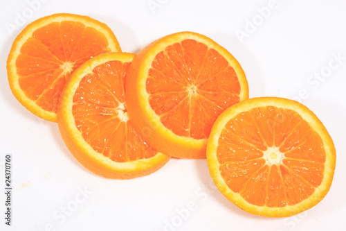 Sliced orange look very fresh on white background