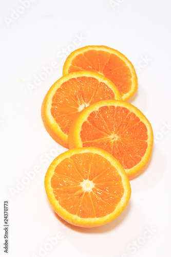 Sliced orange look very fresh on white background