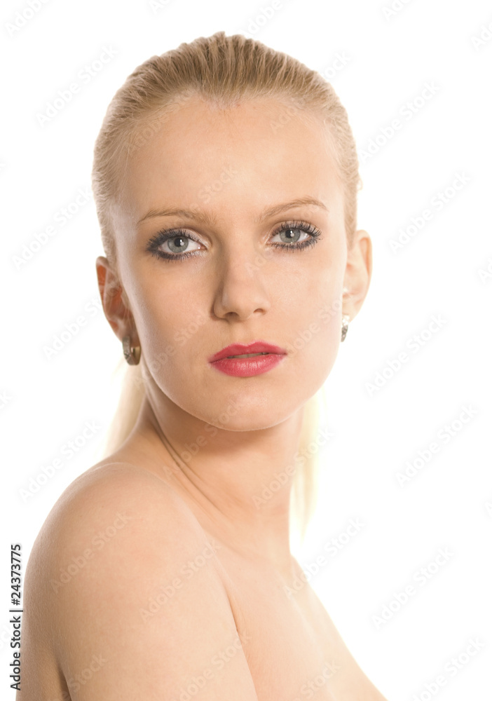 Portrait of beautiful lady on white Portrait of beautiful lady on white