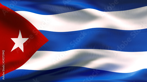 Creased CUBAN flag in wind with seams and wrinkle