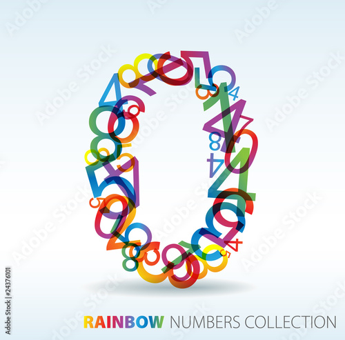 Number zero made from colorful numbers