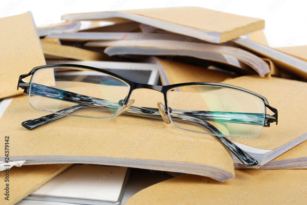 documents with glasses