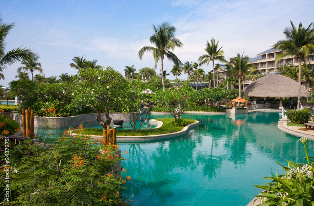 Tropical resort swimming pool