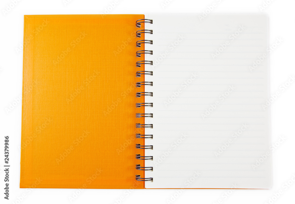Open orange notebook