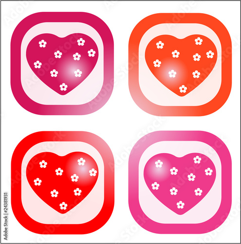 buttons with hearts