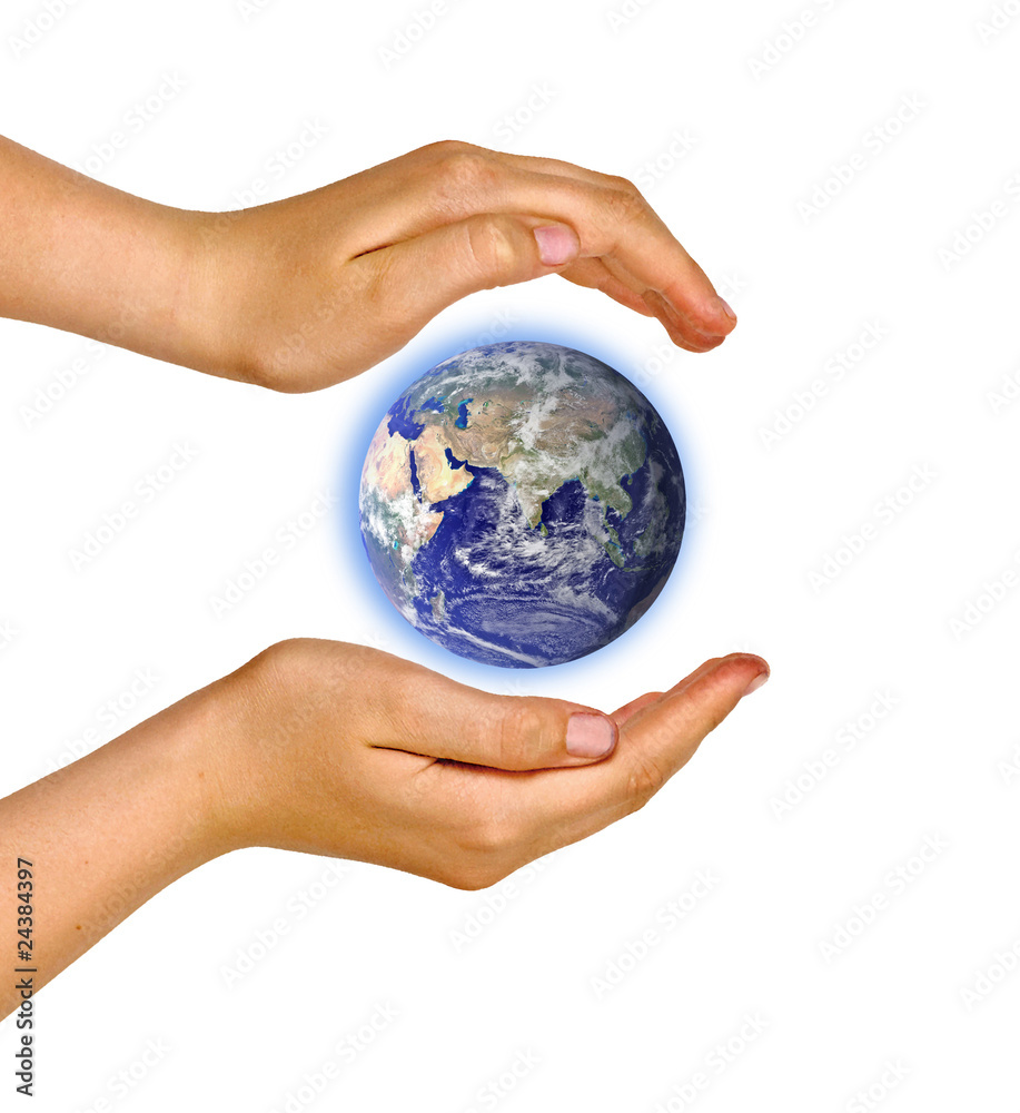 Hand with planet earth Hand with planet earth