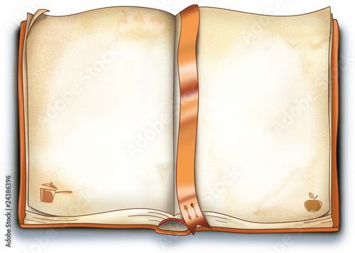 Ricettario aperto con pagine vuote