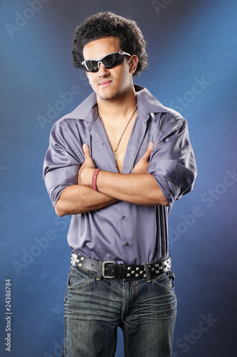 Sportware college student in jeans and shirt photo