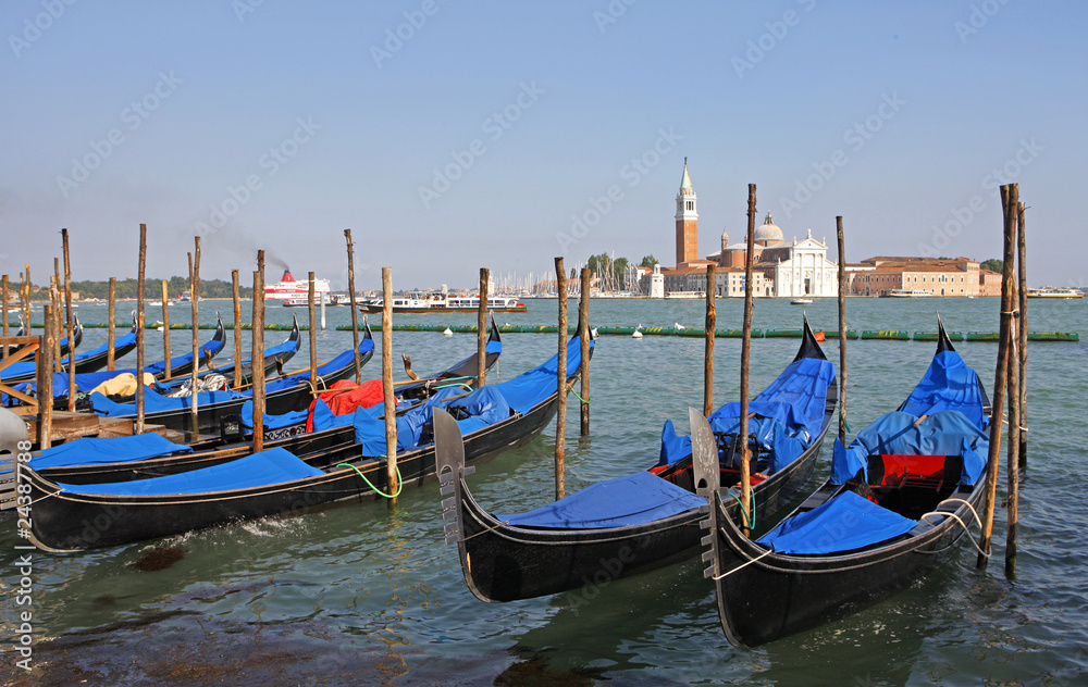 Island and church of San Giorgio Maggiore, Venice, Italy,gondola