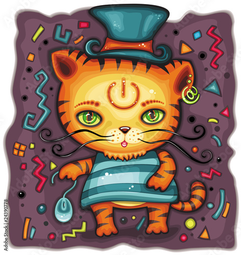Funny tiger in top hat