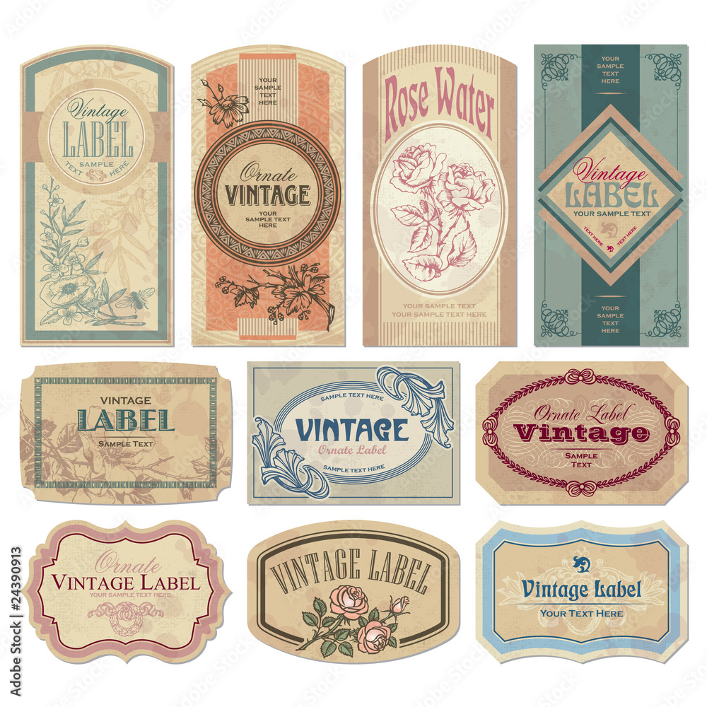 vintage labels set (vector) - obrazy, fototapety, plakaty 