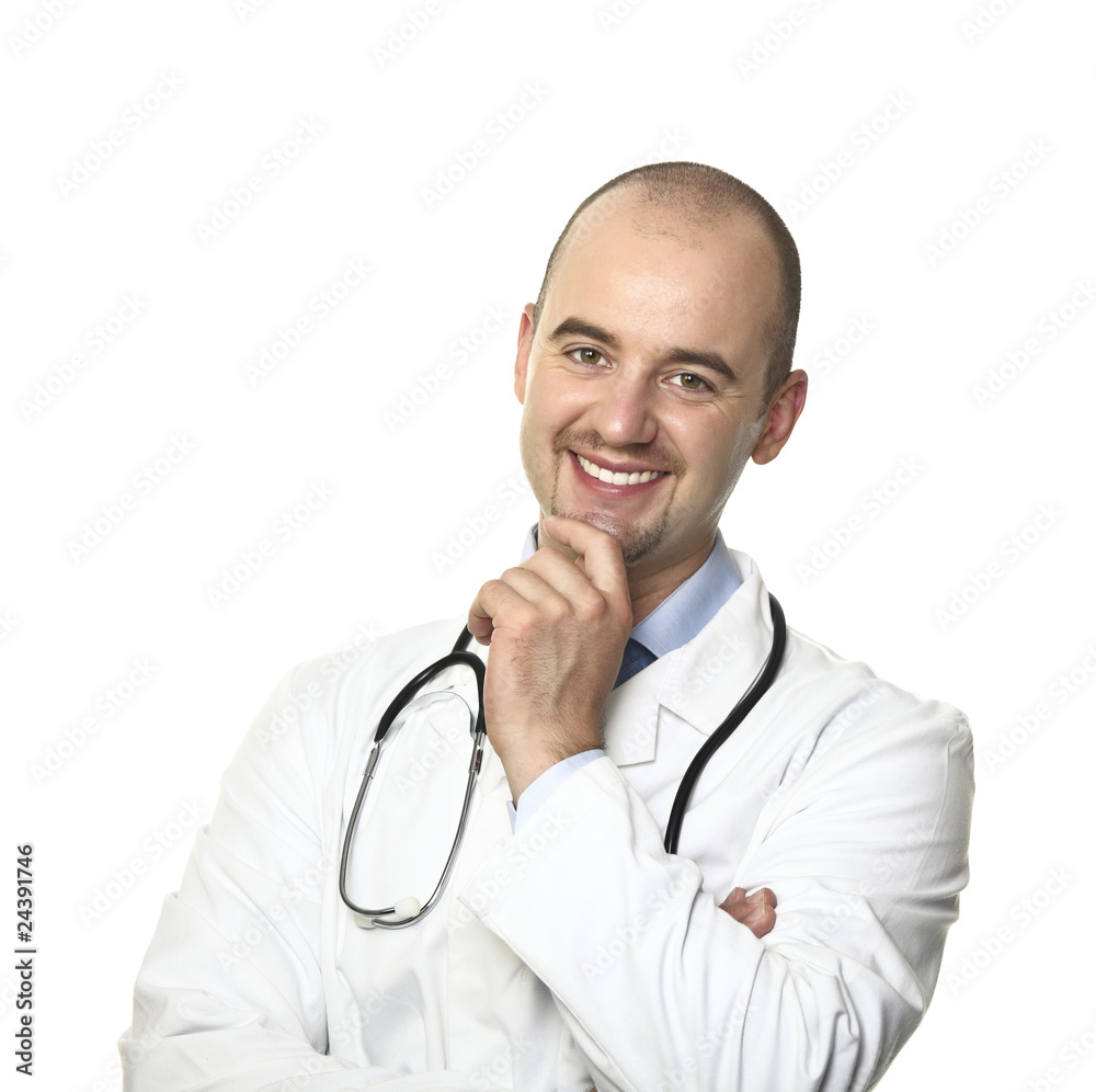 smiling doctor isolated on white