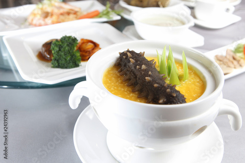 Chinese food, soup with sea cucumber